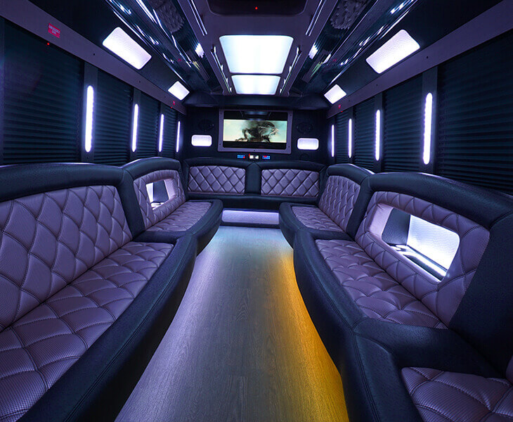 interior of limo bus